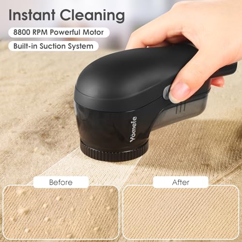 Yomeie Fabric Shaver, Rechargeable Sweater Shaver, Lint Shaver with 6-Leaf Blades, Electric Lint Remover for Clothes & Furniture, Couch Pilling Remover Depiller for Removing Fuzz, Lint, Pills, Bobbles - Image 4