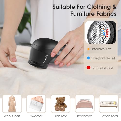 Yomeie Fabric Shaver, Rechargeable Sweater Shaver, Lint Shaver with 6-Leaf Blades, Electric Lint Remover for Clothes & Furniture, Couch Pilling Remover Depiller for Removing Fuzz, Lint, Pills, Bobbles - Image 5
