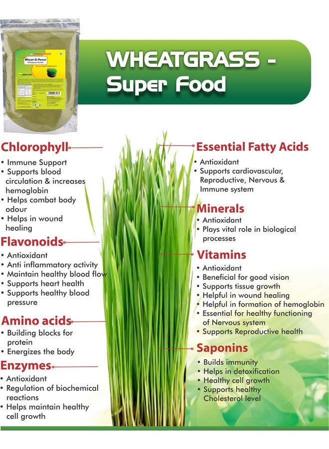 HERBAL HILLS مسحوق القمح العضوي من هيربال هيلز (عبوة 1000 جرام من 1) - Image 5