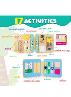 SYOSI SYOSI Wooden Busy Board for Kids, Montessori Busy Board Toys for 2 3 4 Years Old, Educational Toddler Activities to Develop Fine Motor Skills Sensory Toys for Plane and Car Journey, Boy & Girl Gift  - Image 5