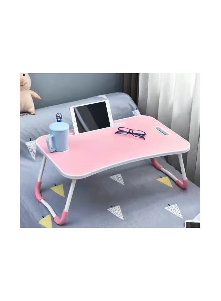 نوزكي طاولة كمبيوتر محمول قابلة للطي مع iPad وحامل أكواب، طاولة دراسة متعددة الوظائف، طاولة كمبيوتر محمول للسرير 28x60x40 سم - Image 4