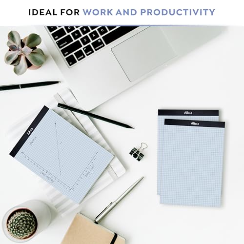 Alitte Graph Paper Pad, Pack of 3, White Letter Size - 4x4 Quad Grid Paper, With Blue Lines - Easy-Tear Perforations, 11x8.5 Cardboard Backing - Graph Notepads for School, Office -50 Sheets per Pad - Image 4