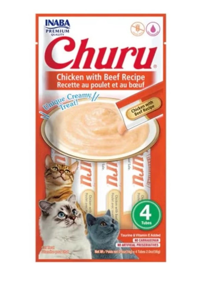 Inaba Churu Chicken Kish with Beef Reward for Cats 4 Envelopes