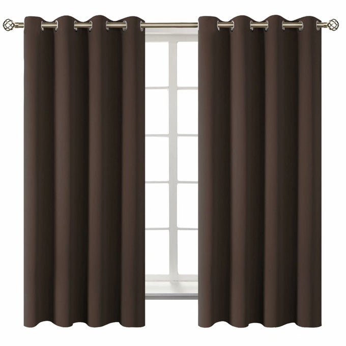 BLACKOUT CURTAINS FOR LIVING ROOM GROMMET THERMAL INSULATED ROOM DARKENING CURTAINS FOR BEDROOM SET OF 2 PANELS 52 X 63 INCH BROWN
