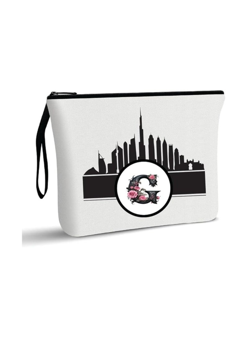 أفق دبي مع حقيبة مستحضرات التجميل الأولية ذات الحروف الأولى - حقيبة مكياج ذات الحروف الأولى - حقيبة مكياج أفق دبي - حقيبة مستحضرات التجميل للمسافرين - Image 1