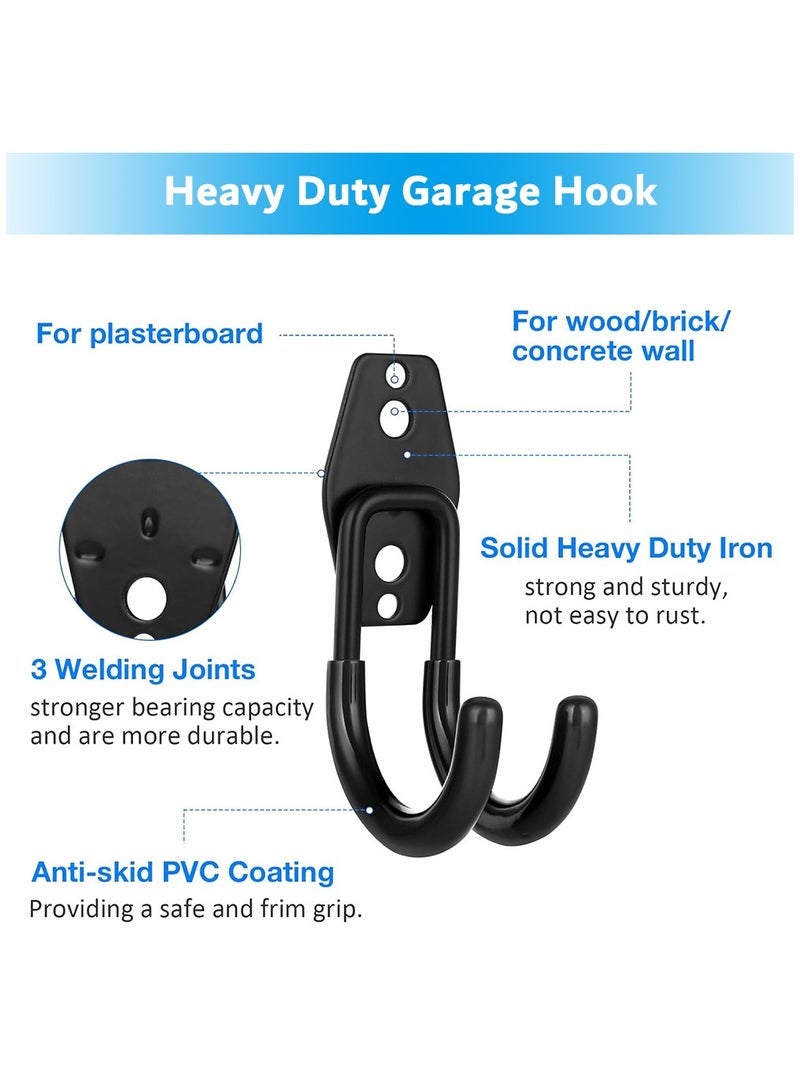 Captaintech Garage Hooks, Garage Storage Hooks with Anti-Slip Coating, Garage Wall Hooks for Organizing Bike, Ladder, Garden Tools(4 PCS)  - Image 4