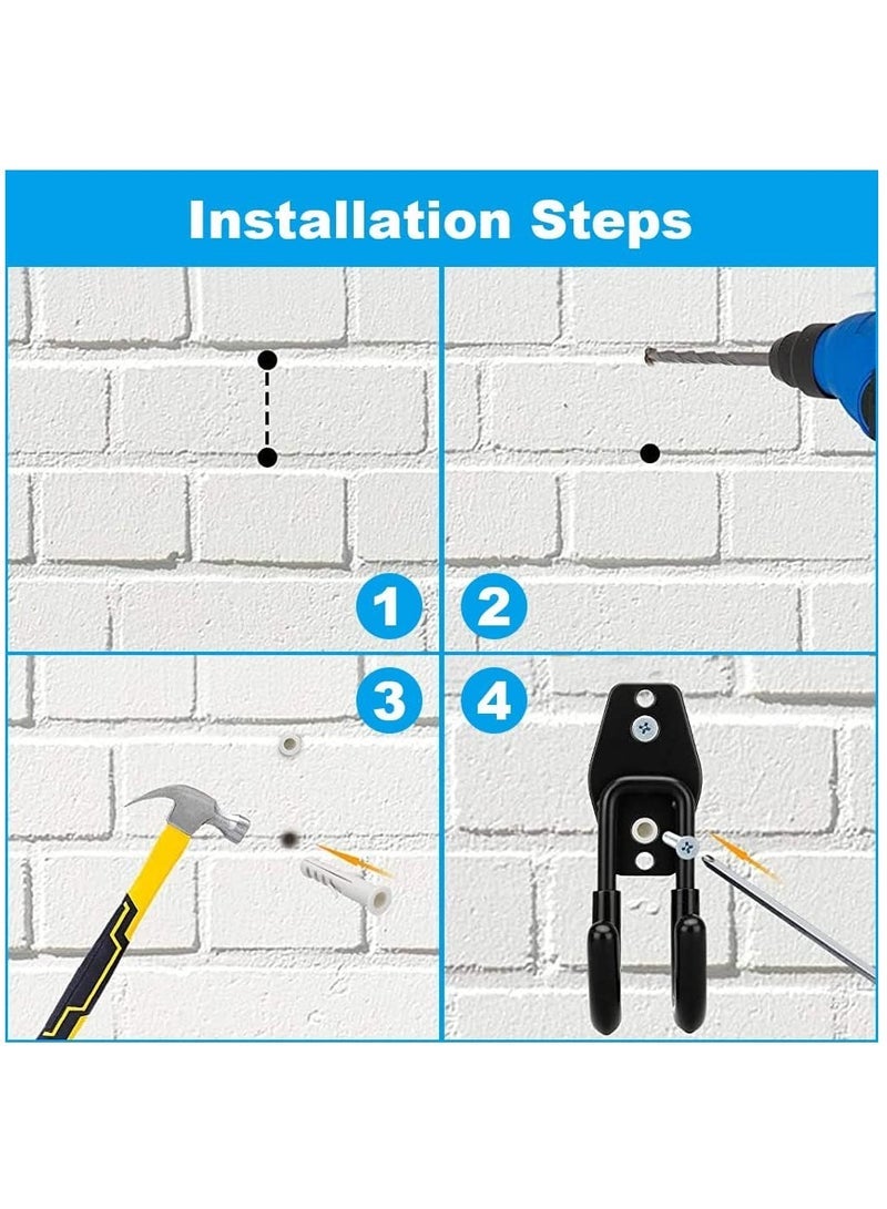 Captaintech Garage Hooks, Garage Storage Hooks with Anti-Slip Coating, Garage Wall Hooks for Organizing Bike, Ladder, Garden Tools(4 PCS)  - Image 5