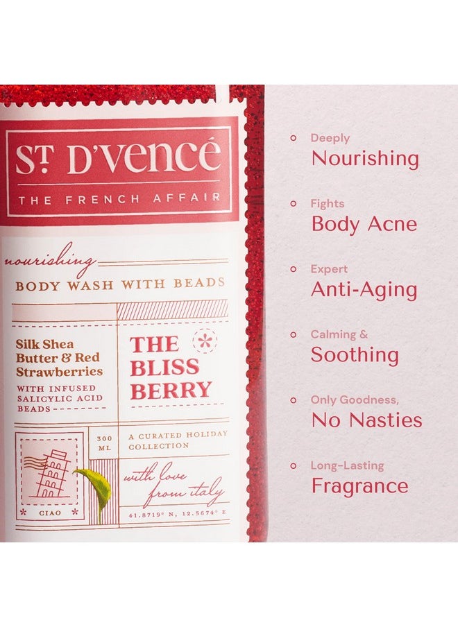 سان دي فينس غسول الجسم St. D'Vence Bliss Berry Salicylic Acid Shower Gel With Strawberry & Shea Butter Raw | غسول للجسم للرجال والنساء | غسول للجسم لإزالة السمرة، خالٍ من البارابين وSLS - 300 مل  - Image 3