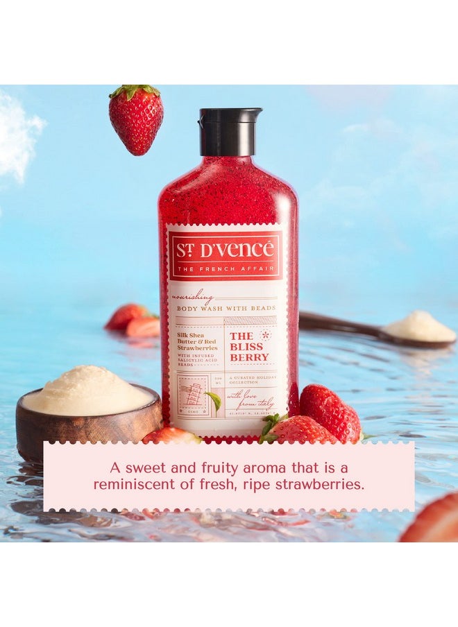 سان دي فينس غسول الجسم St. D'Vence Bliss Berry Salicylic Acid Shower Gel With Strawberry & Shea Butter Raw | غسول للجسم للرجال والنساء | غسول للجسم لإزالة السمرة، خالٍ من البارابين وSLS - 300 مل  - Image 5