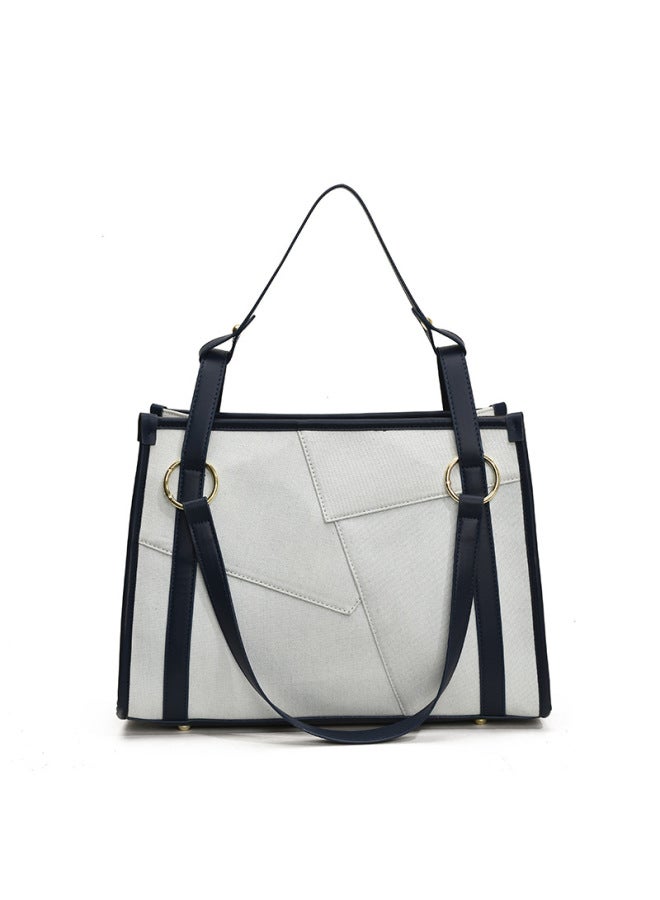 Texture Large Bag Korean Fashion Personality Shoulder Messenger Bag Large Capacity Handbag Tote Bag Women's Bag-Color:White - Image 1