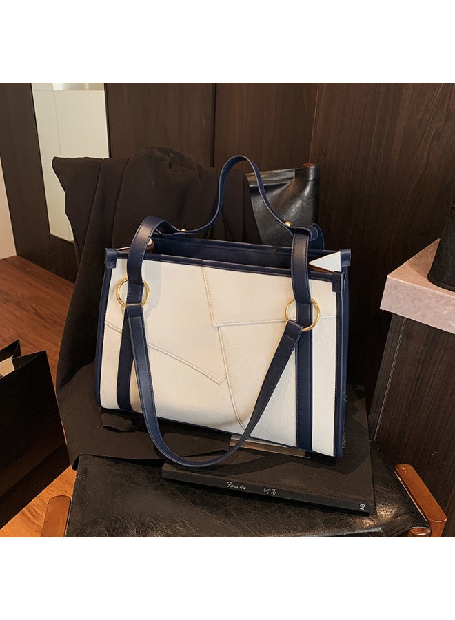 Texture Large Bag Korean Fashion Personality Shoulder Messenger Bag Large Capacity Handbag Tote Bag Women's Bag-Color:White - Image 4