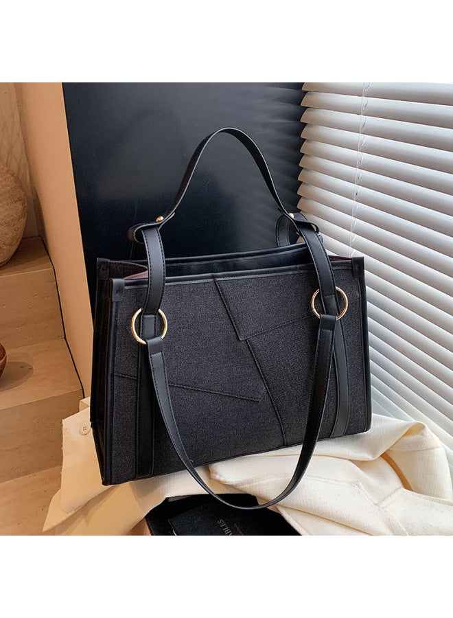 Texture Large Bag Korean Fashion Personality Shoulder Messenger Bag Large Capacity Handbag Tote Bag Women's Bag-Color:White - Image 5