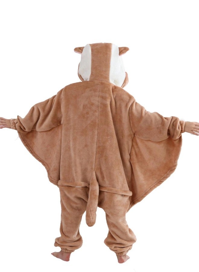 DarkCom Animal Onesie for Kids,Flannel Cosplay Flying Squirrel Halloween Costume Parent-Child Sleepwear for Girls Boys 8-9 Years - Image 4