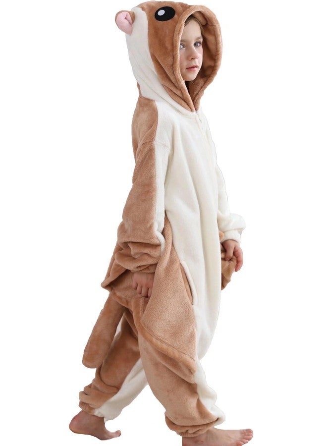 DarkCom Animal Onesie for Kids,Flannel Cosplay Flying Squirrel Halloween Costume Parent-Child Sleepwear for Girls Boys 8-9 Years - Image 3