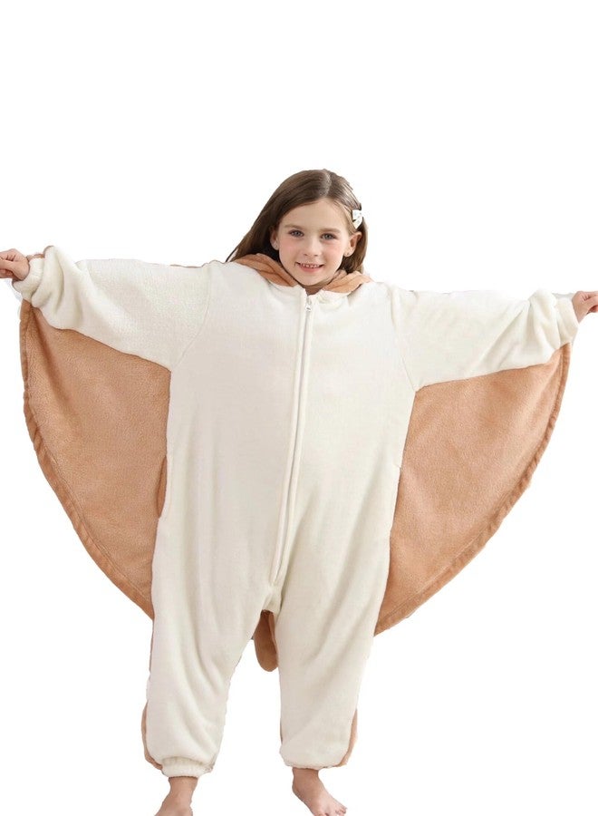 DarkCom Animal Onesie for Kids,Flannel Cosplay Flying Squirrel Halloween Costume Parent-Child Sleepwear for Girls Boys 8-9 Years - Image 2