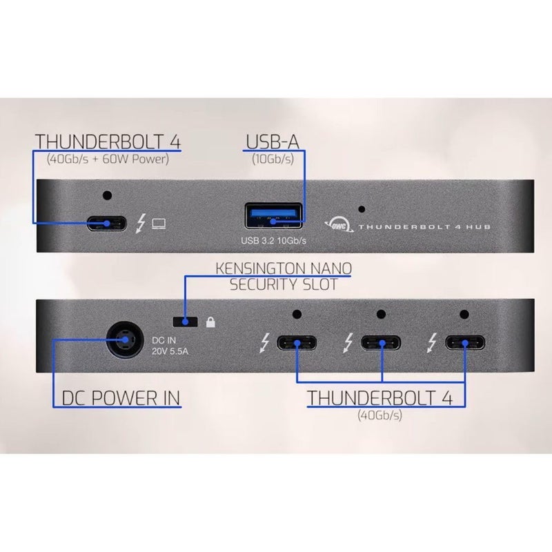 OWC محطة إرساء OWC Thunderbolt Hub، رمادي/أسود، Thunderbolt 4، USB-A - Image 3