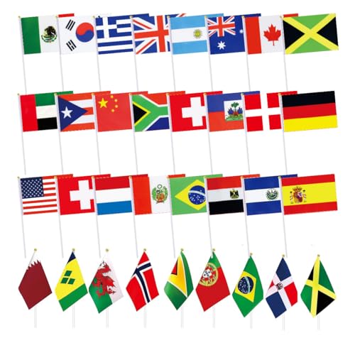 Ckexin 228 Countries Small Stick Flags Mini International World Hand Held Flag Decorations - Image 1