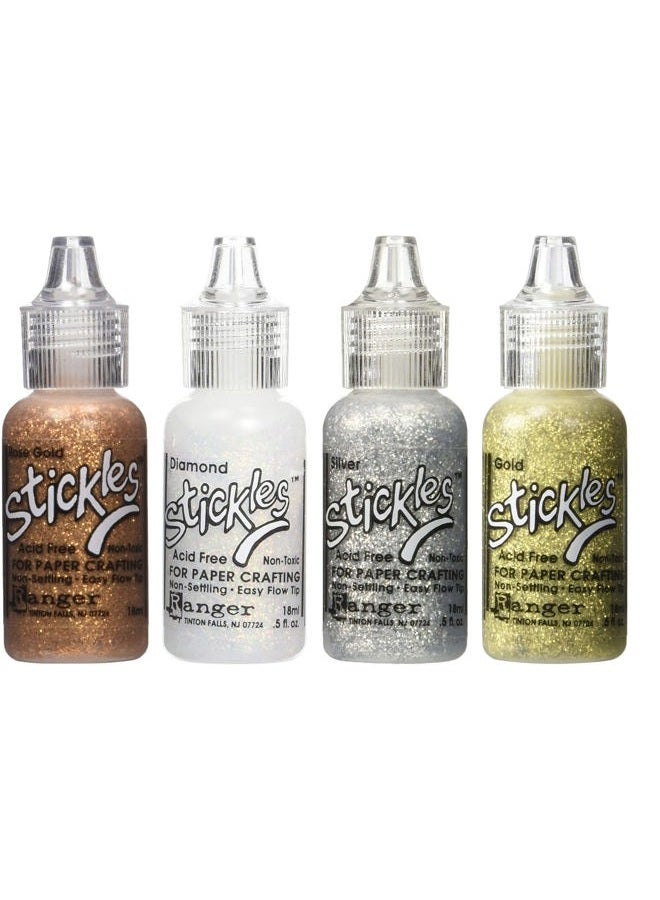 Stickles Glitter Colors - Rose Gold, Diamond, Silver & Gold - 4 Item Bundle - Image 1