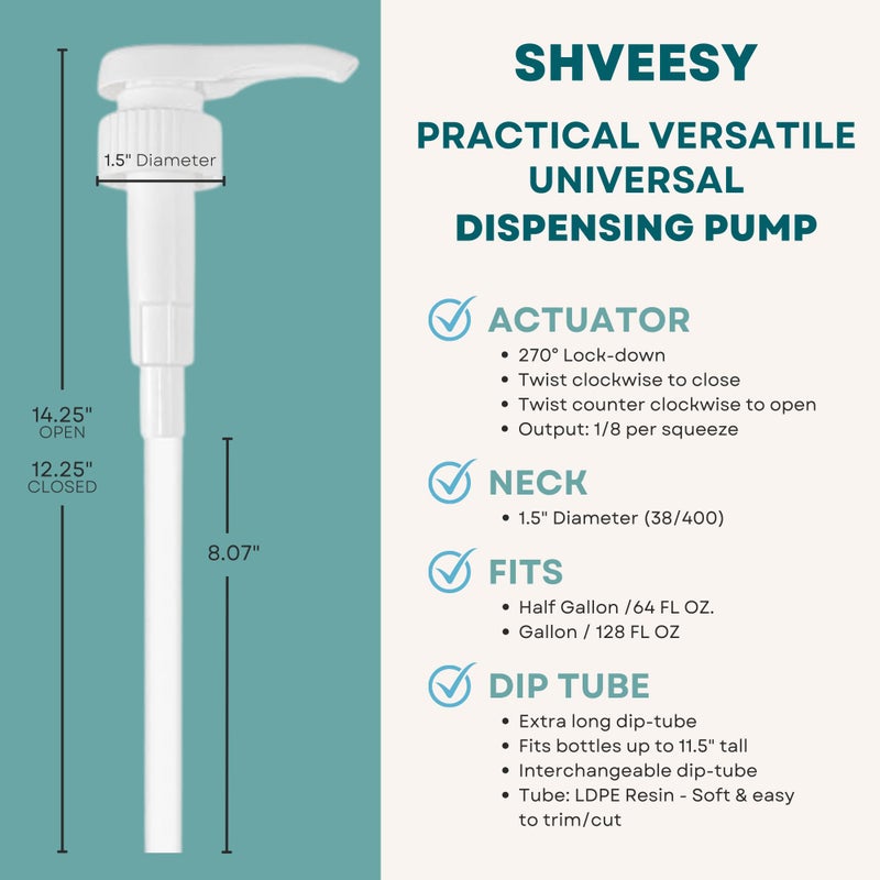 Shveesy Gallon Pump Dispenser | for Plastic or Glass Bottles | Heavy-Duty Leak Proof for Commercial and Household Use | Pump for Gallon Jug | Non-BPA Plastic (Pack of 2) - Image 2