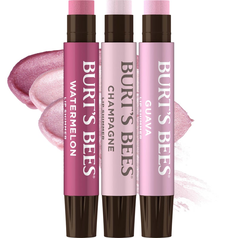 Burt's Bees Easter Basket Stuffers, Lip Shimmer Pink Collection, Tinted Lip Balm, Moisturizing for All Day Hydration with Natural Glowy Finish & Buildable Color, Value Pack, 3 Tubes x 0.09 Oz - Image 1