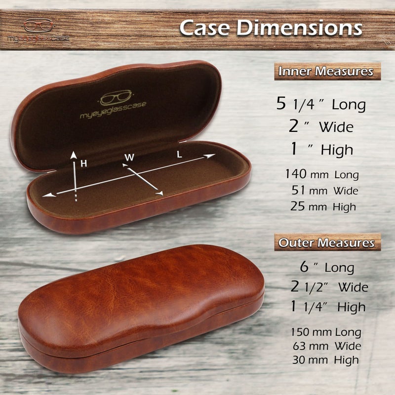 MyEyeglassCase Glasses Case Hard Shell for Small - Medium Frames - Eyeglass Clam Shell Hard Case for Men & Women - Travel Eyewear Holder with Cleaning Fabric Cloth - Protective Storage (AS196 Brown) - Image 5