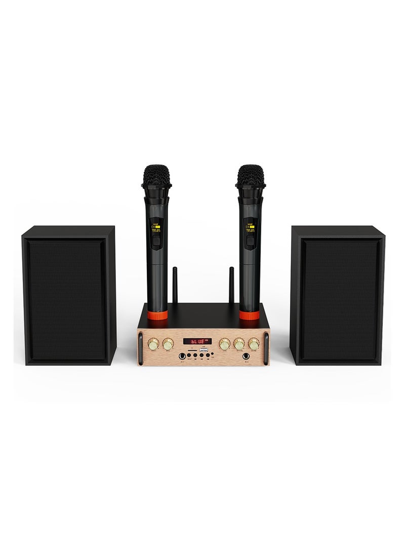 Victress 80W HiFi Bluetooth Speaker System with Wireless Mic | 2.0 Channel Amplifier, FM Radio, USB/TF, AUX Input, Remote Control, LED Display