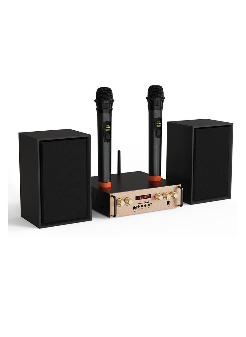 Victress 80W HiFi Bluetooth Speaker System with Wireless Mic | 2.0 Channel Amplifier, FM Radio, USB/TF, AUX Input, Remote Control, LED Display
