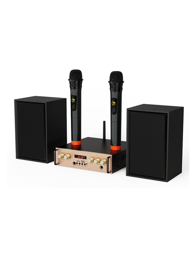 Victress 80W HiFi Bluetooth Speaker System with Wireless Mic | 2.0 Channel Amplifier, FM Radio, USB/TF, AUX Input, Remote Control, LED Display