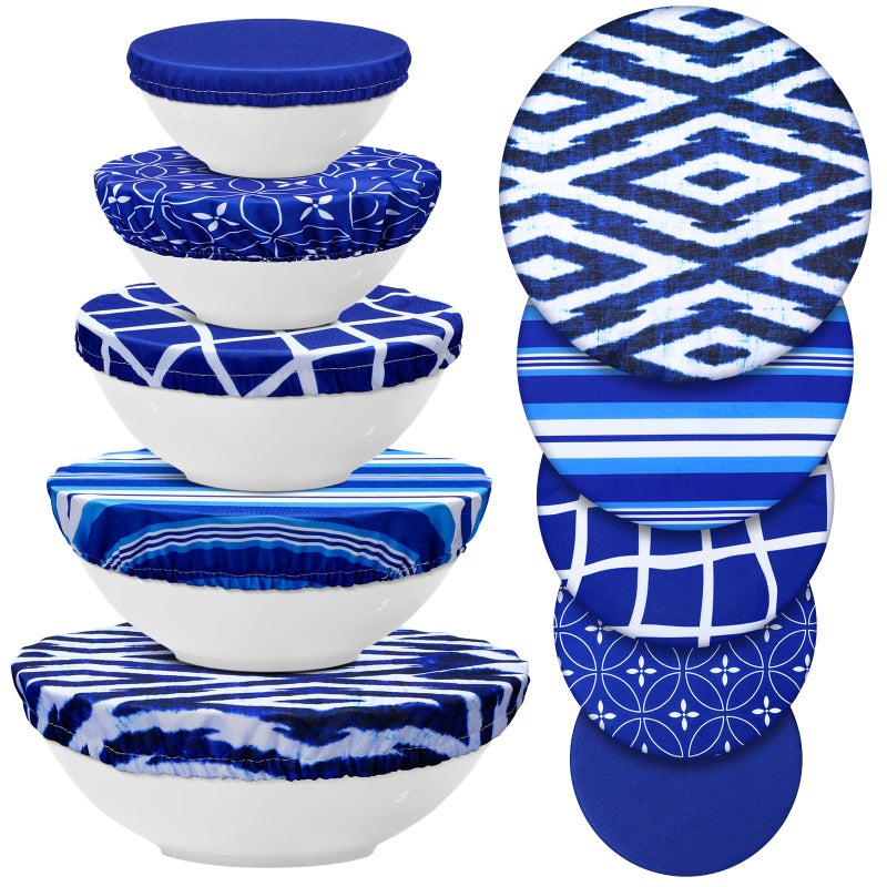 Chengu 10 Pack Cloth Bowl Covers for Bread Rising 5 Size Stretch Elastic Food Storage Container Lids Reusable Cotton Fabric Covers for Food Fruits Leftovers Stylish - Image 2