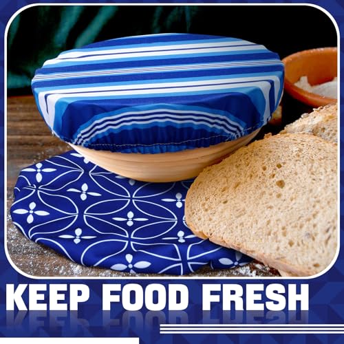 Chengu 10 Pack Cloth Bowl Covers for Bread Rising 5 Size Stretch Elastic Food Storage Container Lids Reusable Cotton Fabric Covers for Food Fruits Leftovers Stylish - Image 3