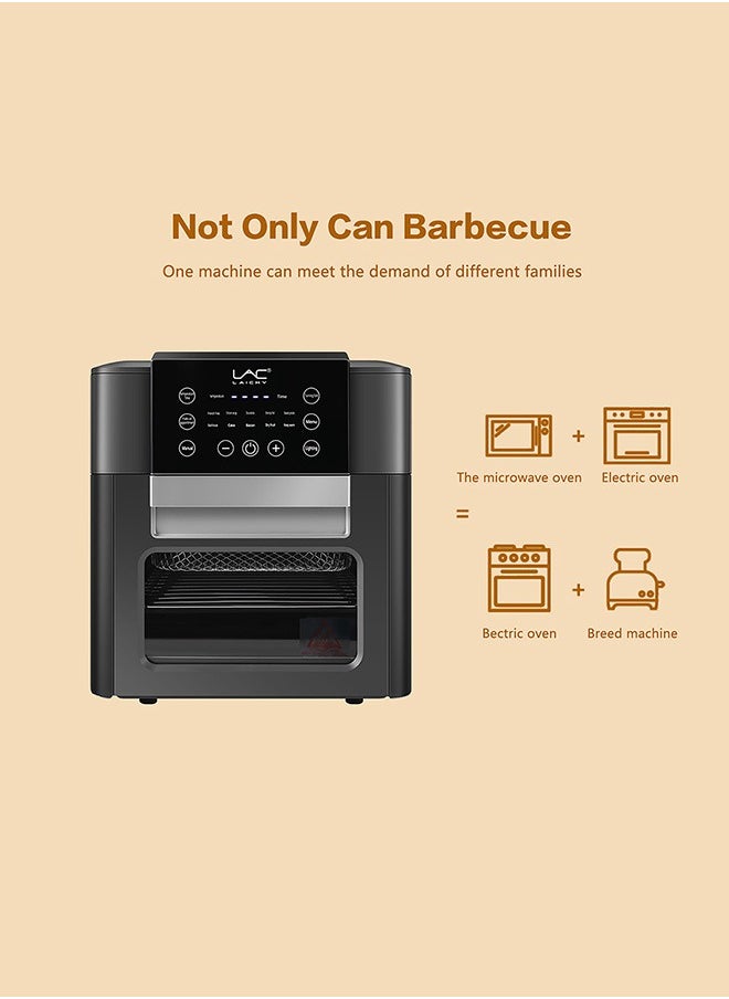 LAC - 13.8L Large Size AirFryer 360° Turbo Airflow Tech One touch Panel, and 10 Presets Family Size Countertop Nonstick Air Fryers Elegant Stainless Steel Design - Image 1