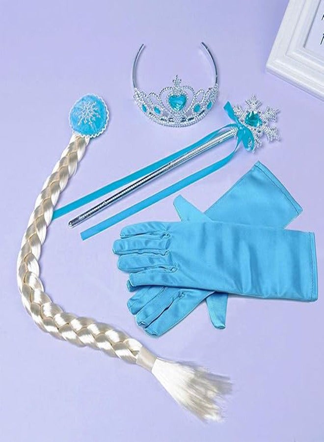 general Snow Queen Costumes Dress Girls Party Cosplay Girl Clothing Snow Queen Birthday Princess Dress Kids Costume Blue Costume With Accessory Set - Image 3