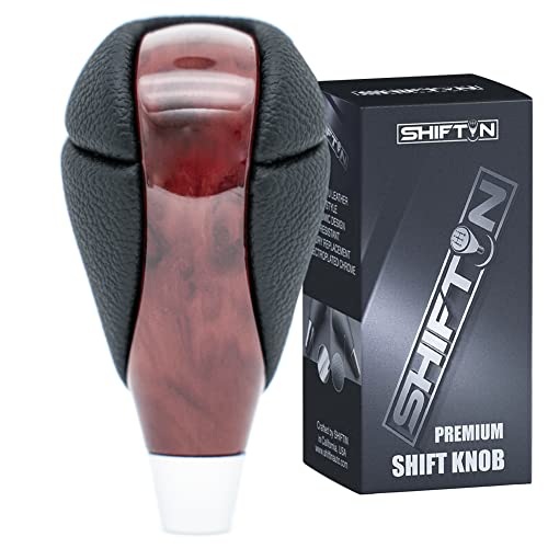 SHIFTIN Piano Black Carbon Fiber Gear Shift Knob Stick Shifter for Lexus ES300h ES350 GS300 GS350 GS430 GS450h GS460 is-F IS250 IS300 IS350 LS460 LS600h RX350 RX450h (Black Leather/Walnut Wood) - Image 1