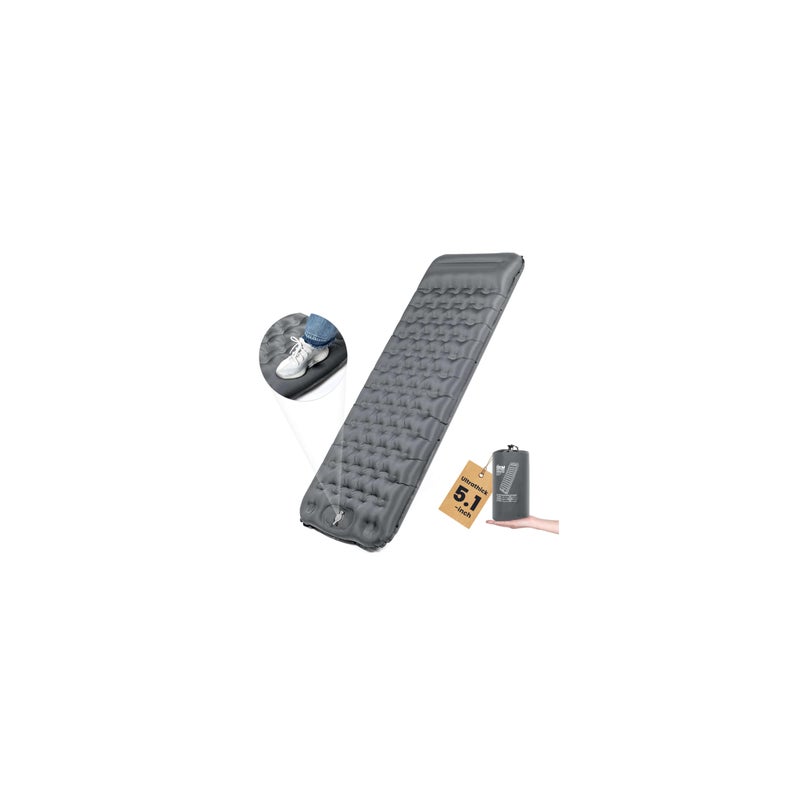 HIKENTURE Camping Sleeping Pad UltraThick 51 Camping Mat with Pillow Builtin Foot Pump Inflatable Sleeping Pads Compact for Camping Backpacking Hiking - Image 2