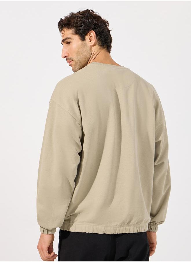Styli - Elasticated Cuff Detail Utility Boxy Sweatshirt with Pocket - Image 1