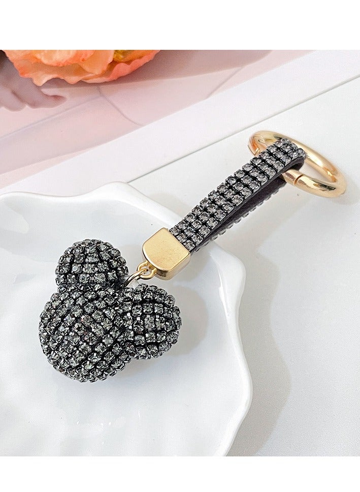 1PCS Women Cute Multicolor Rhinestone Crystal Keychains Leather Strap Key Chains Bag Charm Pendant Keyrings Car Key Rings Trinket  - Image 1