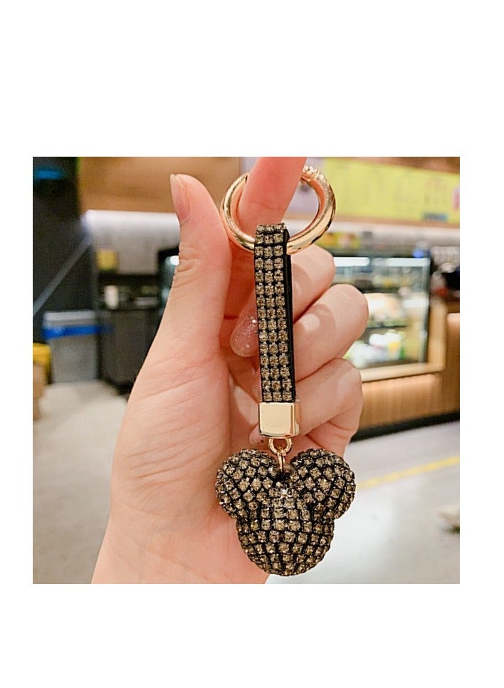 1PCS Women Cute Multicolor Rhinestone Crystal Keychains Leather Strap Key Chains Bag Charm Pendant Keyrings Car Key Rings Trinket  - Image 2