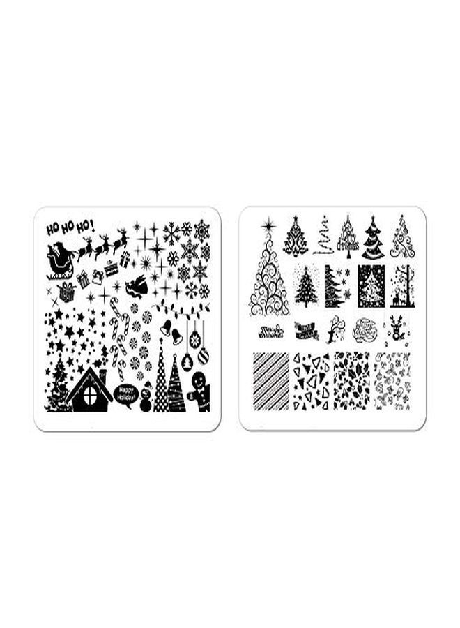 Winstonia Christmas Nail Art Stamping Plates Bundle Set Winter Festival Holiday Manicure Have A Merry Christmas! Jingle All The Way - Image 1