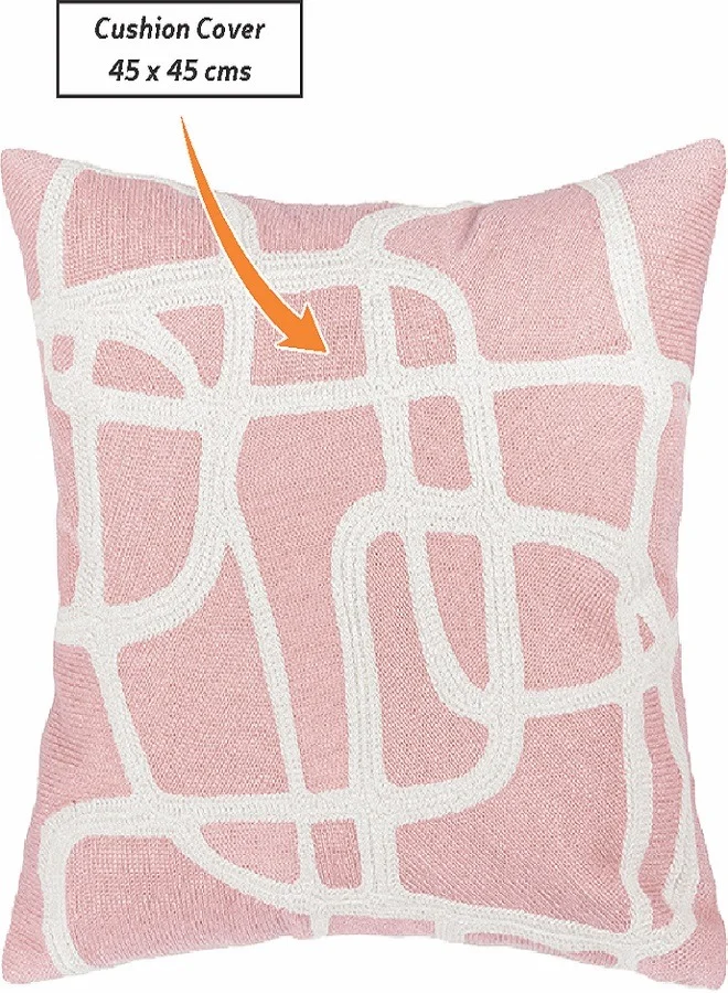 Donetella Decorative Embroidered Cushion Cover Pink/White 45x45Cm (Without Filler)