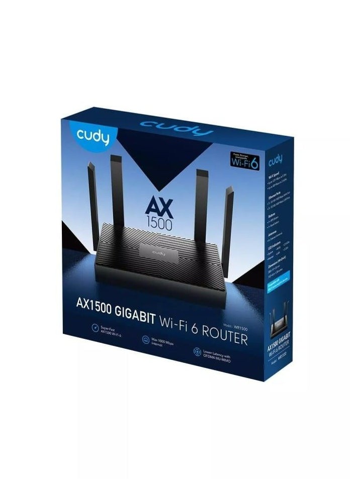 كودي - جهاز راوتر AX1500 بتقنية Wi-Fi 6 لاسلكي جيجابت إيثرنت ثنائي النطاق - اسود - Image 1