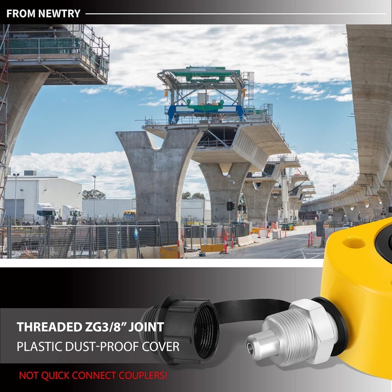 NEWTRY Hydraulic Ram Jack 10T Hydraulic Cylinder Low Profile Ram Jack Multi-Section 1” Stroke Lifting Cylinder Mini Portable for Machinery, Bridge, Construction - Image 5