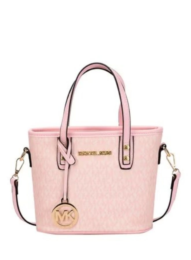 MK Michael Kors Pink Monogram Mini Tote Bag with Logo Charm