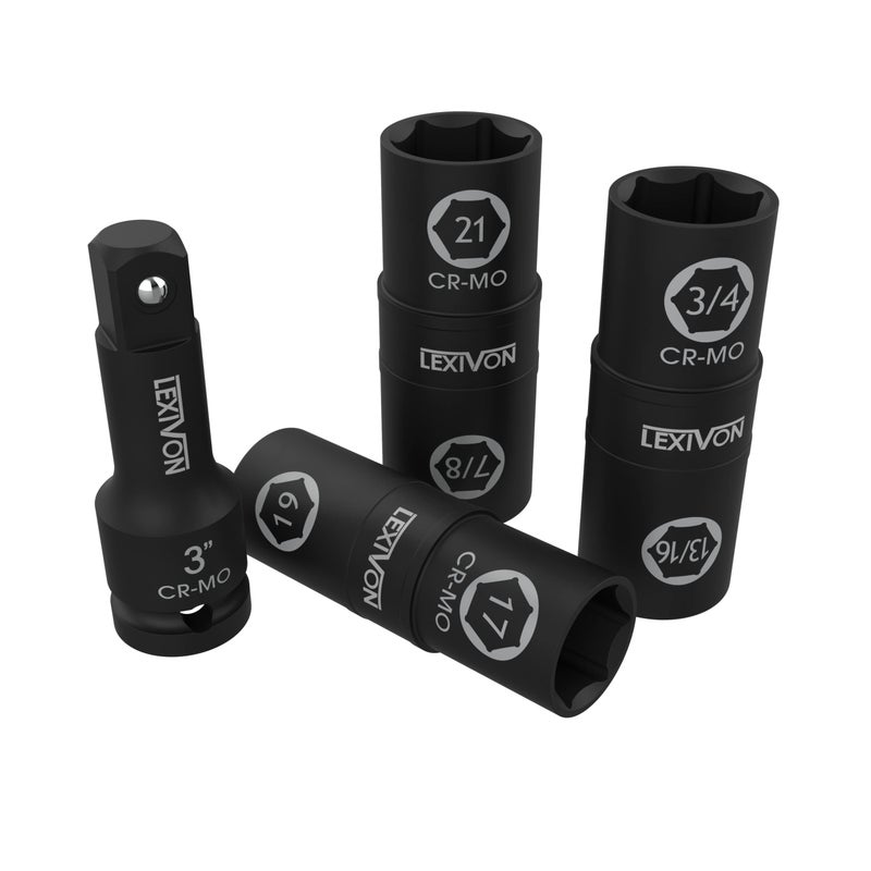 LEXIVON Impact Socket Set, 6 Total Lug Nut Size | Innovative Flip Socket Design Cover Most Commonly Inch & Metric Used Sizes | Cr-Mo Steel = Fully Impact Grade (LX-111) - Image 3