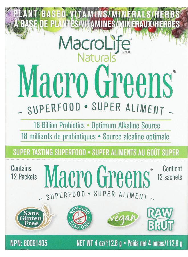 MacroLife Naturals Macro Greens Superfood 12 Packets 0.3 oz (9.4 g) Each