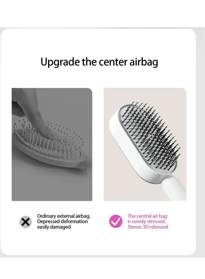 Self Cleaning Hair Brush with Holder-2 pecies -New 3D Air Cushion Brush for Detangling-Easy Clean Hair Brush for Women&Men-Paddle Hair Brush for Thick/Curly/Long/Thin Hair (Rosy Pink) - Image 5