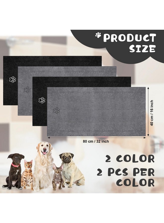 Chumia Chumia 4 Pack Dog Towels for Drying Large Microfiber Grooming Tools Absorbent Soft Bath Supplies with Embroidered Paw for Small Medium Pet Products(16 x 32 Inch,Gray, Black) - Image 2