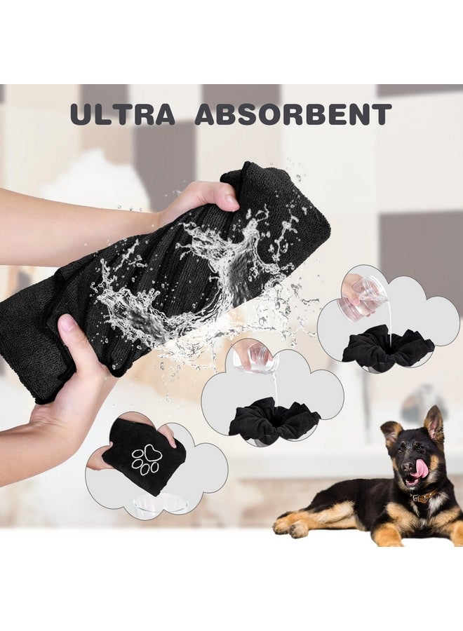 Chumia Chumia 4 Pack Dog Towels for Drying Large Microfiber Grooming Tools Absorbent Soft Bath Supplies with Embroidered Paw for Small Medium Pet Products(16 x 32 Inch,Gray, Black) - Image 4