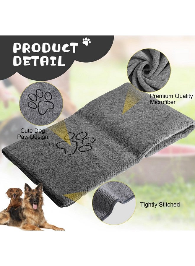 Chumia Chumia 4 Pack Dog Towels for Drying Large Microfiber Grooming Tools Absorbent Soft Bath Supplies with Embroidered Paw for Small Medium Pet Products(16 x 32 Inch,Gray, Black) - Image 3