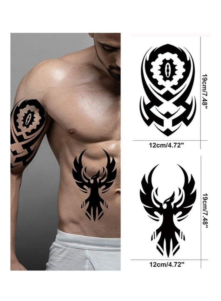 جلامكيت تاتو تك، 10 وشم شبه دائم كبير الحجم، تاتو مقاوم للماء، تاتو مؤقت رجالي، وشم تاتو رجالي، ملصقات تاتو مؤقت فني للكبار، تاتو لاصق، يدوم من أسبوع إلى أسبوعين، مقاوم للماء، واقعي المظهر، لاصق ولا انعكاس,تاتو رجالي,تاتو مقاوم للماء,,تاتو مؤقت - Image 4