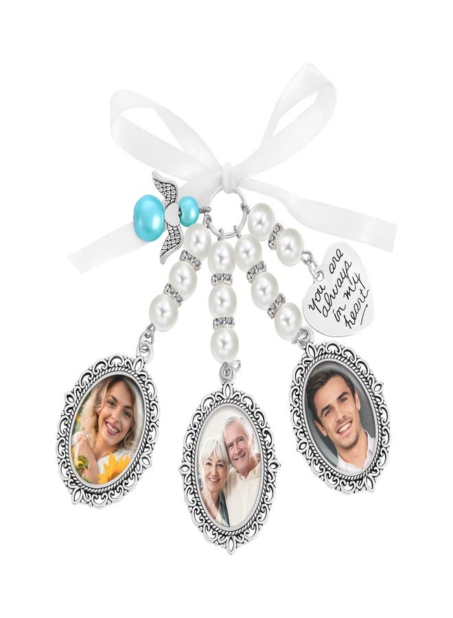Yolev Wedding Bouquet Photo Charm Bridal Lacy Oval Memorial Bride Pendant for Bride and Groom - Image 1